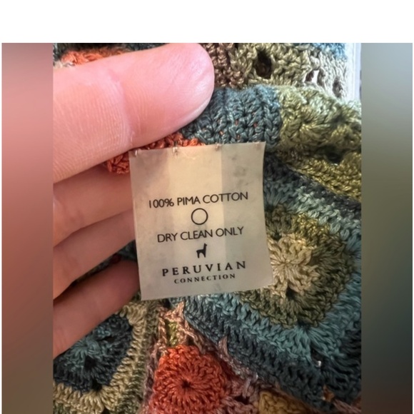 Peruvian Connection hand crocheted art to wear masterpiece floral open cardigan. - Picture 7 of 16